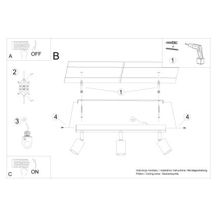 Spotlight VERDO 3xGU10/10W/230V white/beech