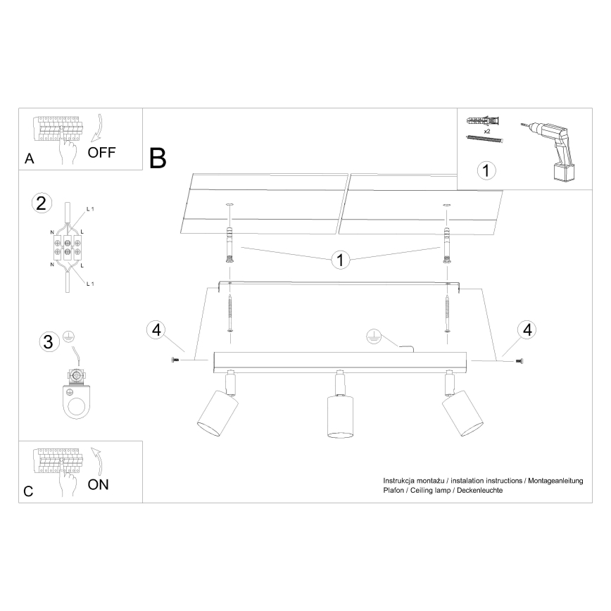 Spotlight VERDO 3xGU10/10W/230V white/beech