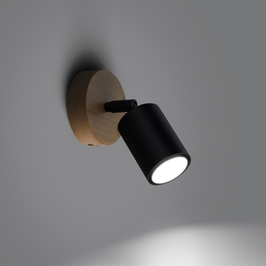 Wall spotlight VERDO 1xGU10/10W/230V black/beech