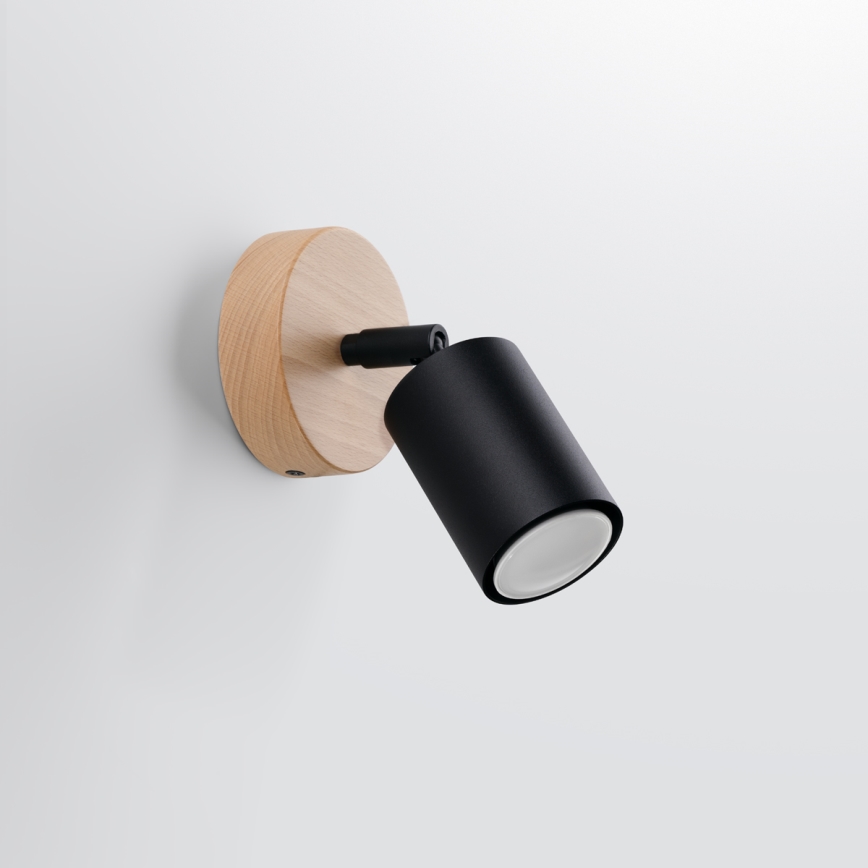 Wall spotlight VERDO 1xGU10/10W/230V black/beech