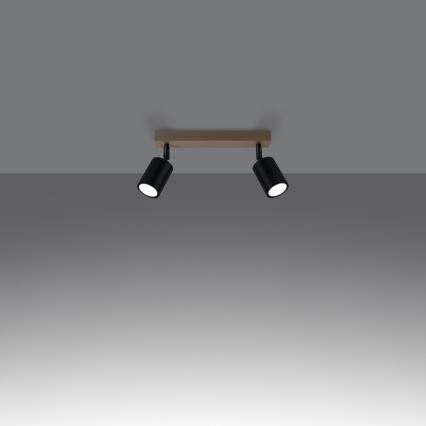 Spotlight VERDO 2xGU10/10W/230V black/beech