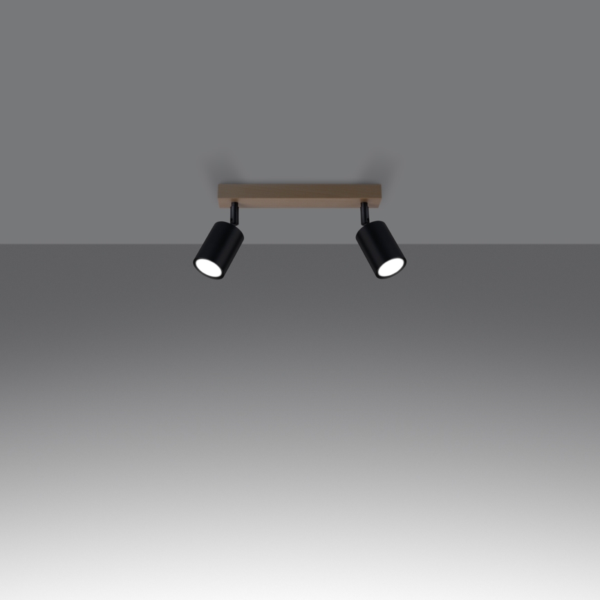 Spotlight VERDO 2xGU10/10W/230V black/beech