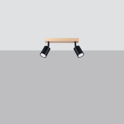 Spotlight VERDO 2xGU10/10W/230V black/beech