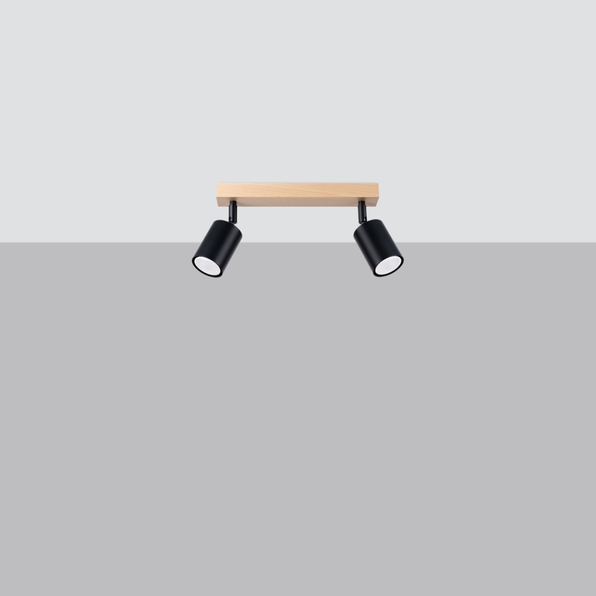 Spotlight VERDO 2xGU10/10W/230V black/beech