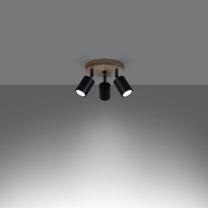 Spotlight VERDO 3xGU10/10W/230V black/beech