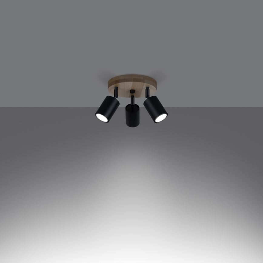 Spotlight VERDO 3xGU10/10W/230V black/beech
