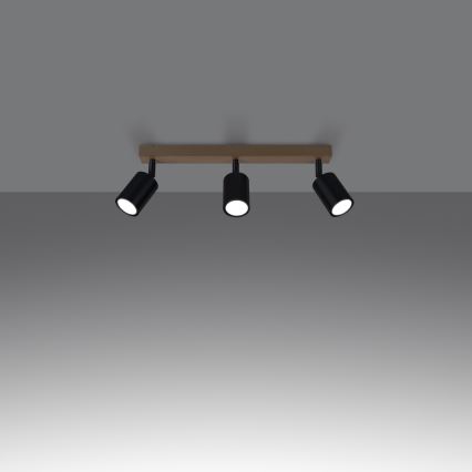 Spotlight VERDO 3xGU10/10W/230V black/beech