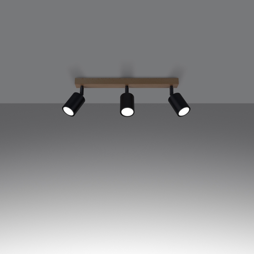Spotlight VERDO 3xGU10/10W/230V black/beech