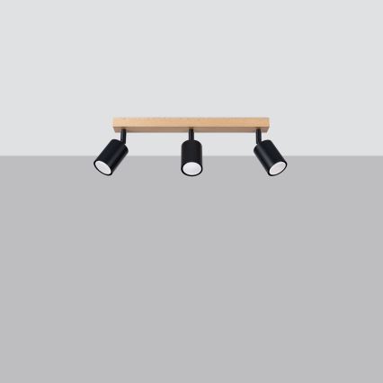 Spotlight VERDO 3xGU10/10W/230V black/beech