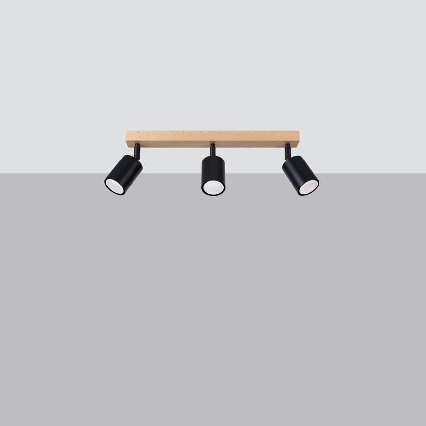 Spotlight VERDO 3xGU10/10W/230V black/beech