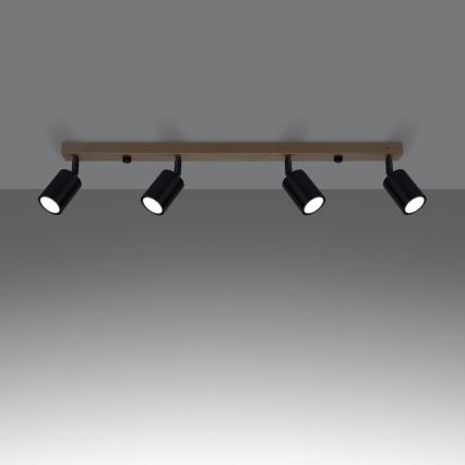Spotlight VERDO 4xGU10/10W/230V black/beech
