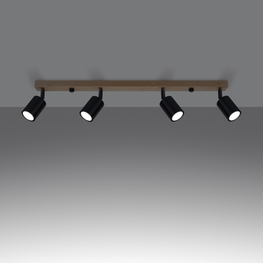 Spotlight VERDO 4xGU10/10W/230V black/beech