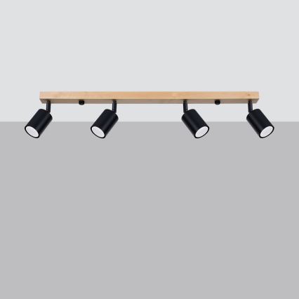 Spotlight VERDO 4xGU10/10W/230V black/beech