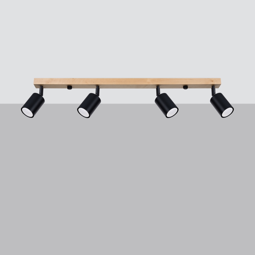 Spotlight VERDO 4xGU10/10W/230V black/beech