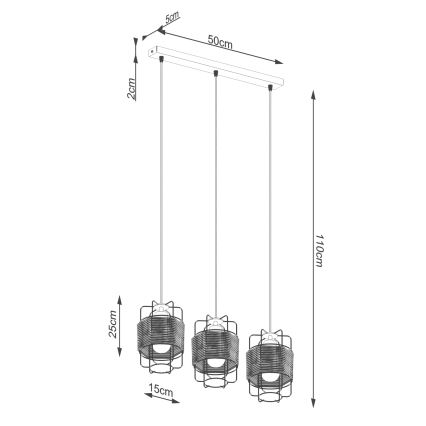 Chandelier on a string GIZUR 3xE27/15W/230V