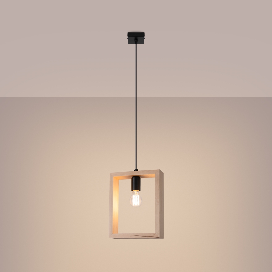 Chandelier on a string ARIES 1xE27/15W/230V beech/beige