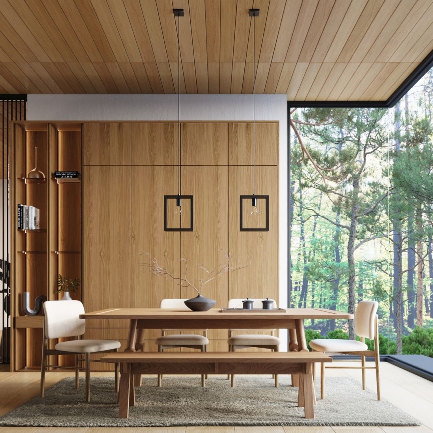 Chandelier on a string ARIES 1xE27/15W/230V beech/wenge