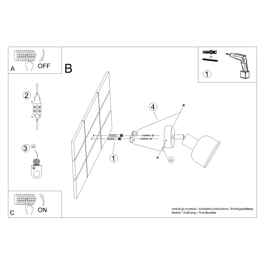 Wall spotlight ELBA 1xE27/15W/230V black