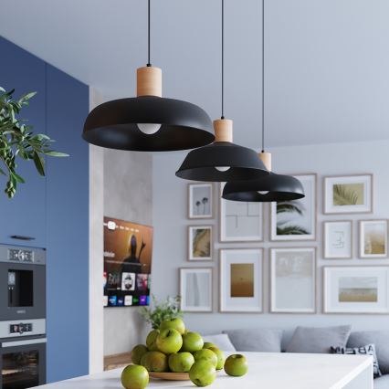 Chandelier on a string FANO 1xE27/15W/230V d. 34 cm black