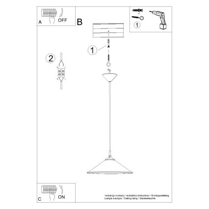 Chandelier on a string ZUMA 1xE27/15W/230V d. 30 cm white