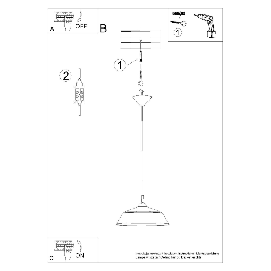 Chandelier on a string FRIKA 1xE27/15W/230V d. 34 cm white