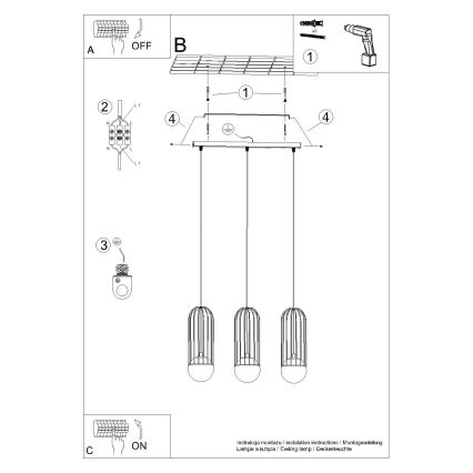 Chandelier on a string BRINA 3xG9/8W/230V white