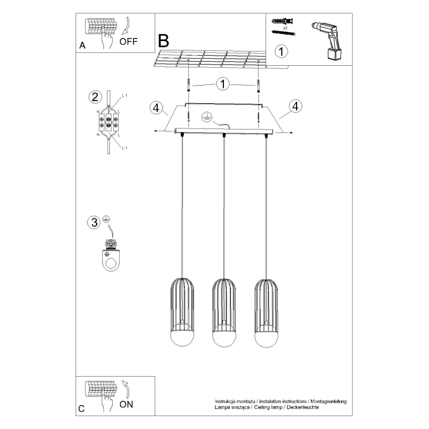 Chandelier on a string BRINA 3xG9/8W/230V white