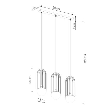 Chandelier on a string BRINA 3xG9/8W/230V black