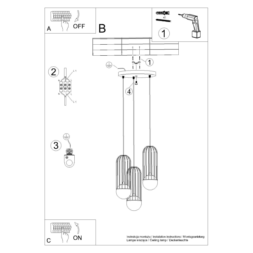 Chandelier on a string BRINA 3xG9/8W/230V white