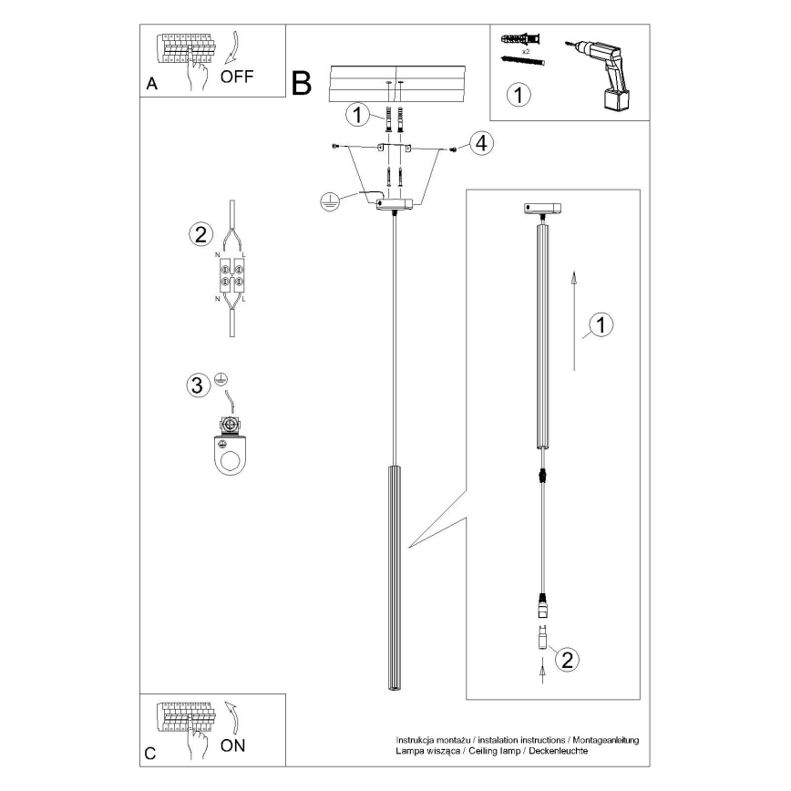 Chandelier on a string ARCHE 1xG9/8W/230V white