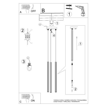 Chandelier on a string ARCHE 3xG9/8W/230V gold