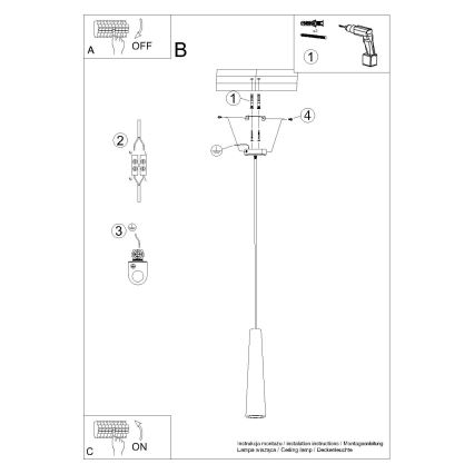 Chandelier on a string ELECTRA 1xGU10/10W/230V concrete/grey