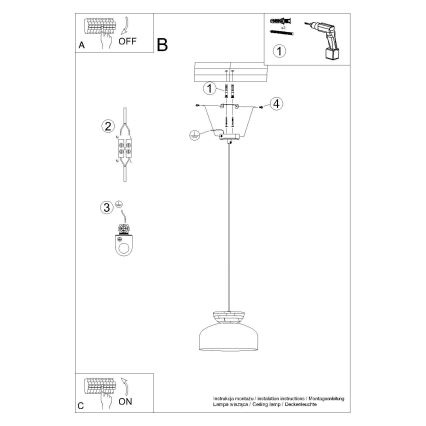 Chandelier on a string MARION 1xE27/15W/230V d. 29,5 cm white