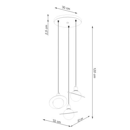 Chandelier on a string HYPERION 3xG9/8W/230V black