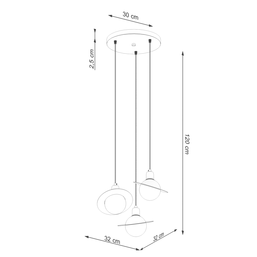 Chandelier on a string HYPERION 3xG9/8W/230V black