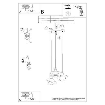 Chandelier on a string HYPERION 3xG9/8W/230V black