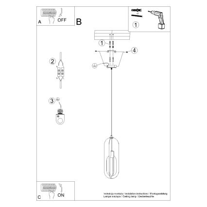 Chandelier on a string NICUS 1xE27/15W/230V white