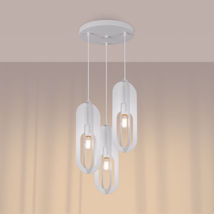 Chandelier on a string NICUS 3xE27/15W/230V white