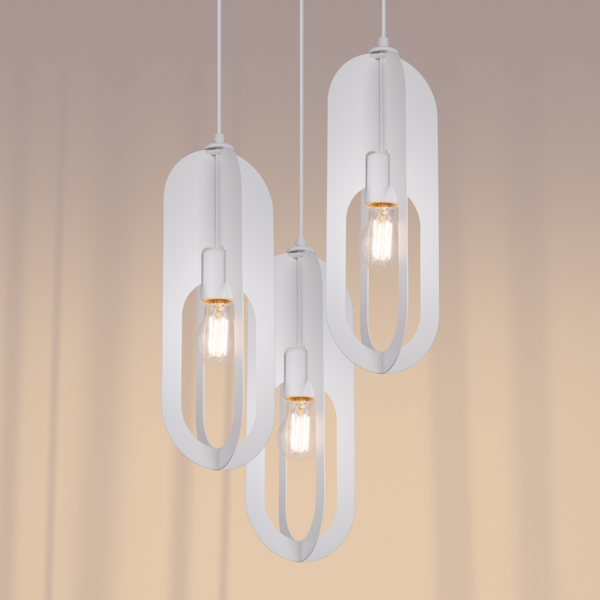 Chandelier on a string NICUS 3xE27/15W/230V white