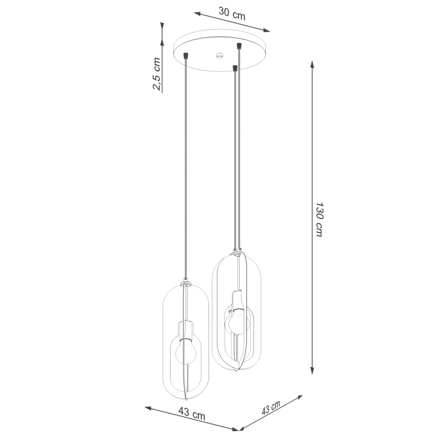 Chandelier on a string NICUS 3xE27/15W/230V white