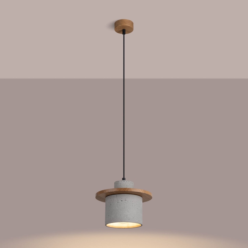 Cable-suspended pendant MAB 1xE27/15W/230V Ø 22 cm concrete/grey