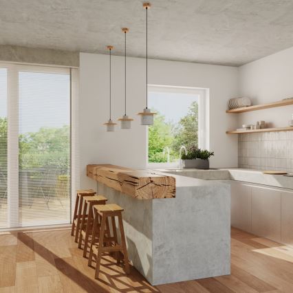 Cable-suspended pendant MAB 1xE27/15W/230V Ø 22 cm concrete/grey