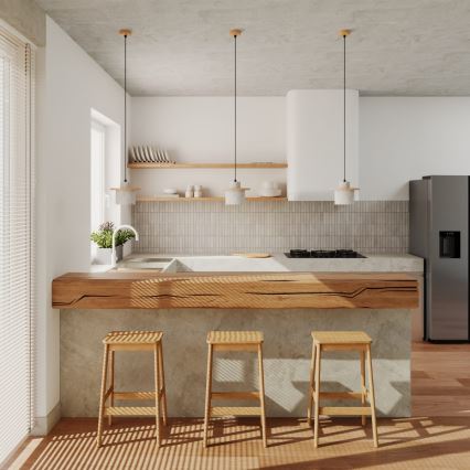 Cable-suspended pendant MAB 1xE27/15W/230V Ø 22 cm concrete/grey