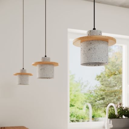 Cable-suspended pendant MAB 1xE27/15W/230V Ø 22 cm concrete/grey