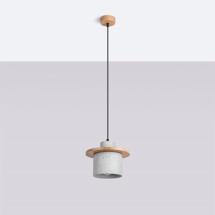 Cable-suspended pendant MAB 1xE27/15W/230V Ø 22 cm concrete/grey