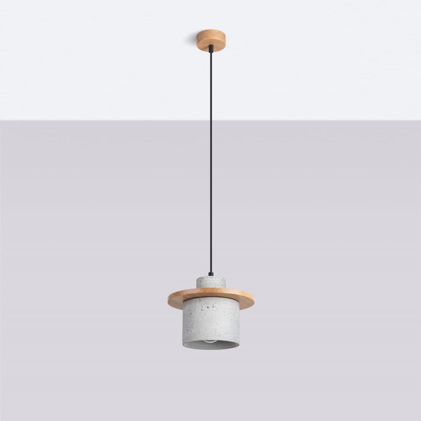 Cable-suspended pendant MAB 1xE27/15W/230V Ø 22 cm concrete/grey