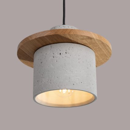 Cable-suspended pendant MAB 1xE27/15W/230V Ø 22 cm concrete/grey