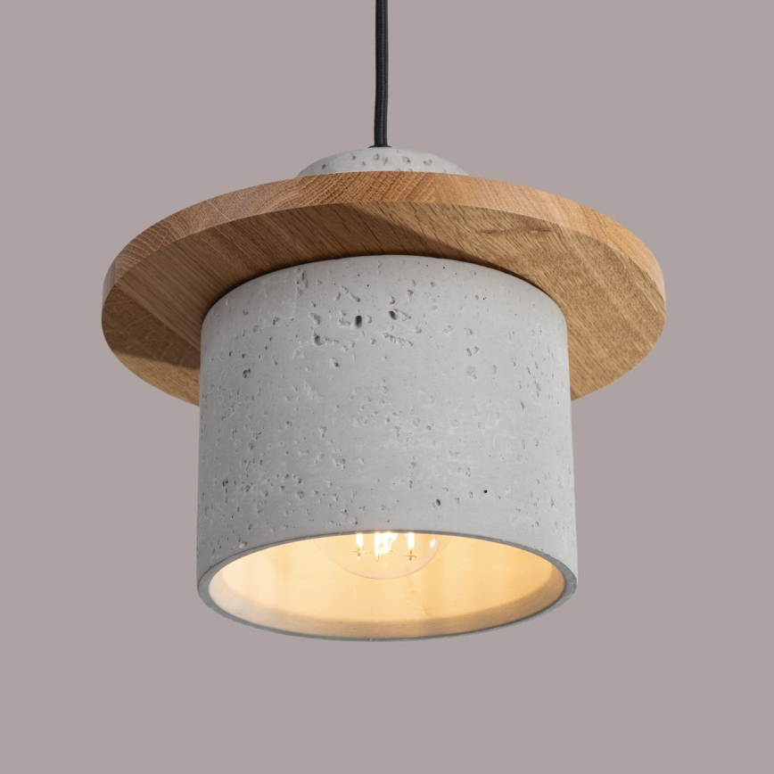 Cable-suspended pendant MAB 1xE27/15W/230V Ø 22 cm concrete/grey
