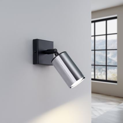 Wall spotlight WINX 1xGU10/10W/230V black/shiny chrome