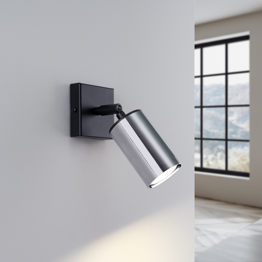 Wall spotlight WINX 1xGU10/10W/230V black/shiny chrome